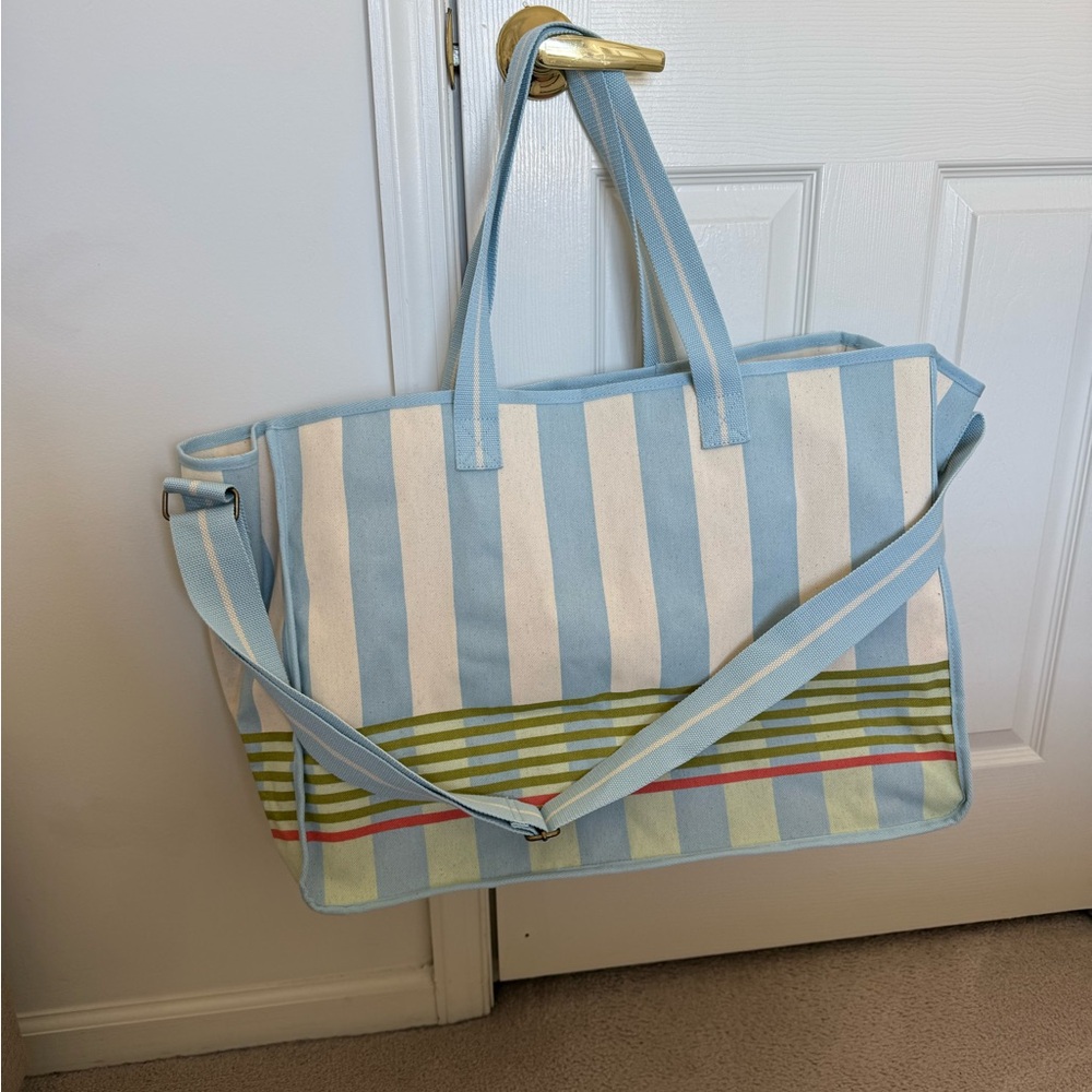 Hearth & Hand Blue and Cream Striped Tote